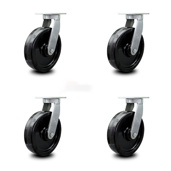 Service Caster 10 Inch Extra Heavy Duty Phenolic Wheel Swivel Caster Set with 2 Swivel Locks SCC-KP92S1030-PHR-BSL-2-S-2 - main